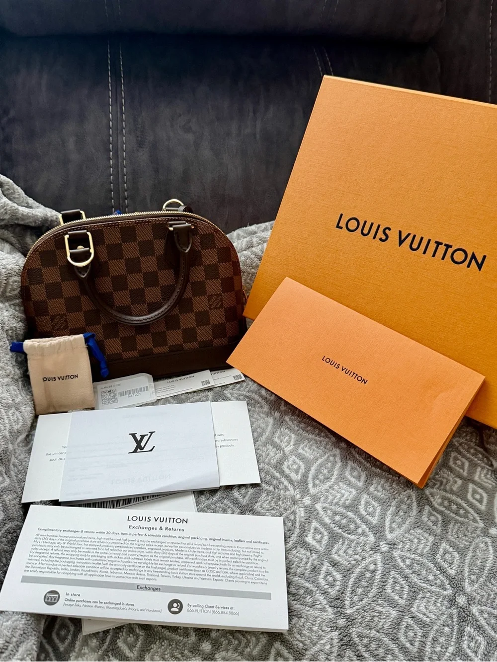 Louis Vuitton Damier Ebene Alma BB Satchel - Brown